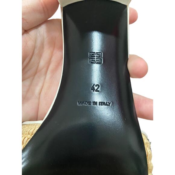 Givenchy Sandal Raffia 4G Block Heel Leather Mules Ivory Tan - Picture 10 of 11